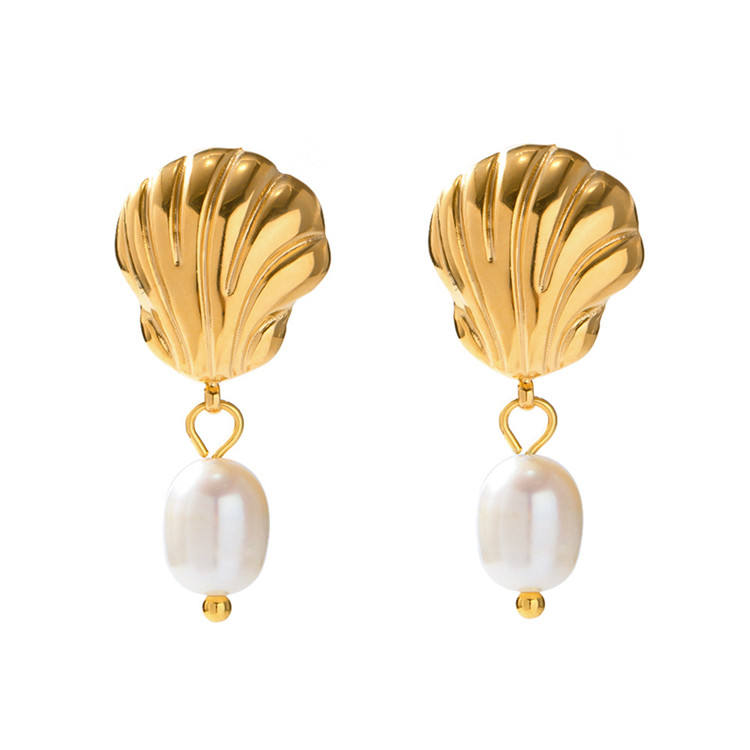 Boucles d'Oreilles Coquillage avec Perle – Élégance Naturelle | Twinolo