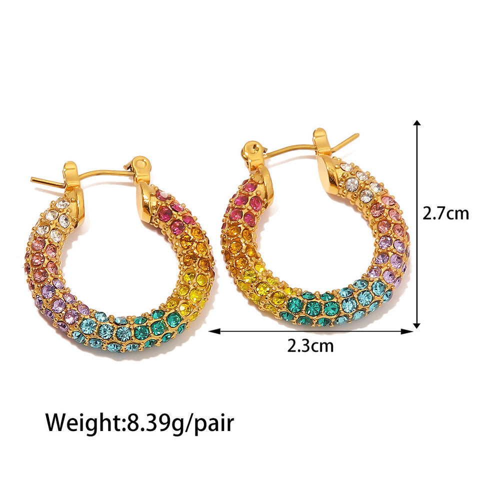 Boucles d'Oreilles Créoles en Or avec Zircone – Élégantes & Joyeuses | Twinolo