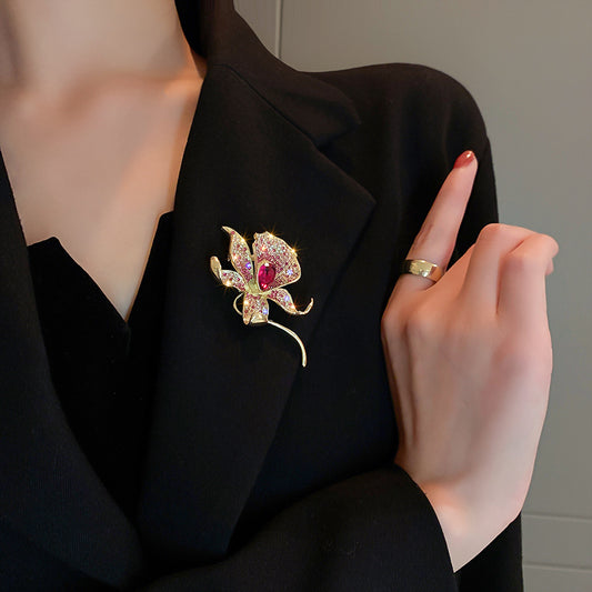 Bloembroche - Elegante Broche met Kristallen | Twinolo