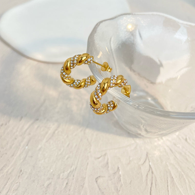 Boucles d'oreilles Croissant en Zirconium – Élégantes et Scintillantes | Twinolo