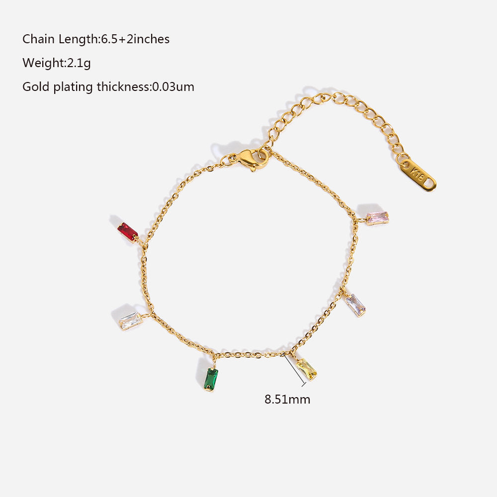 Joli Bracelet avec Zircons Goutte Multicolores – Ludique & Scintillant | Twinolo
