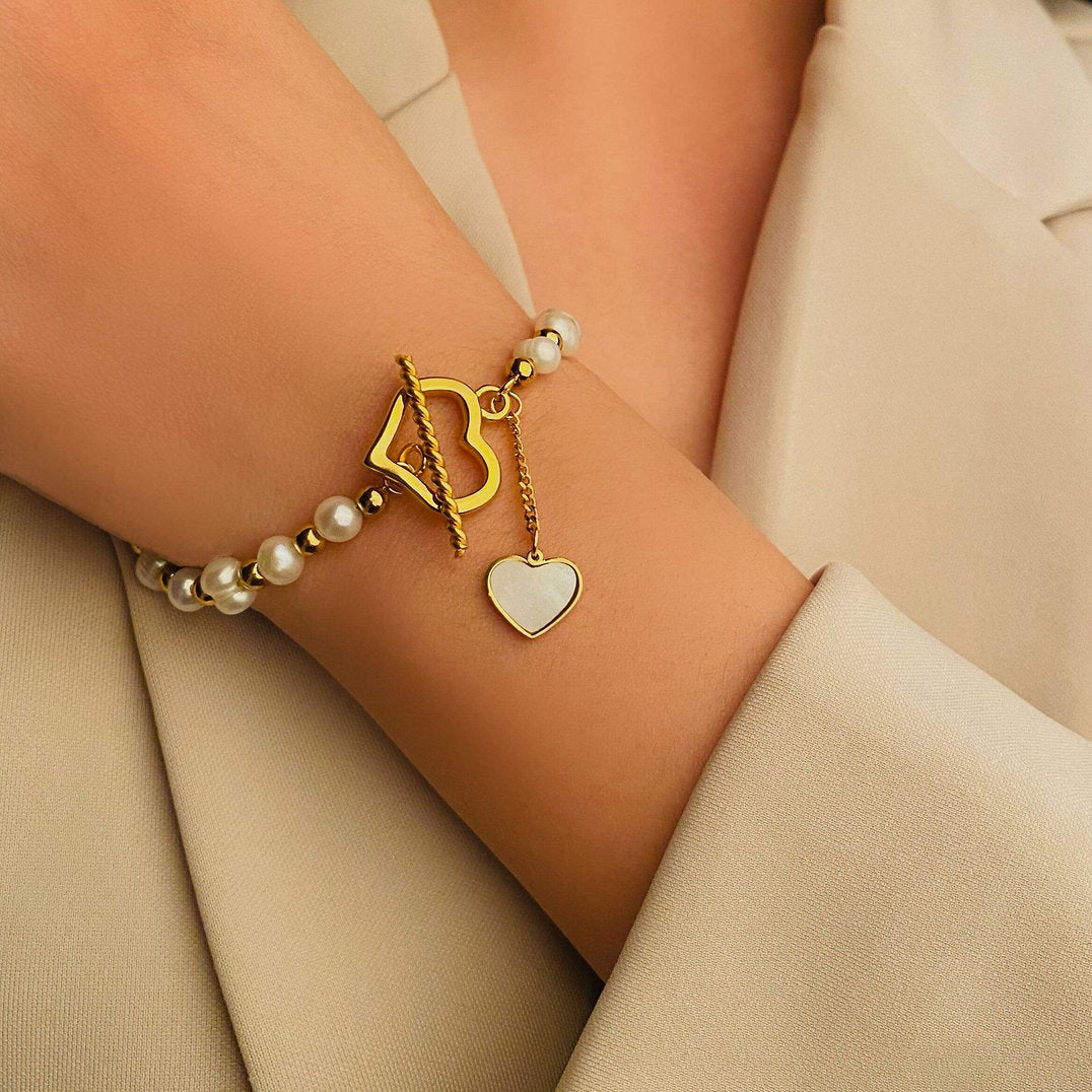 Bracelet de perles avec cœur – Romantique et élégant | Twinolo