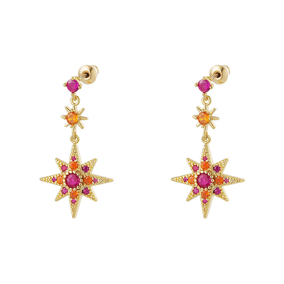 Boucles d'oreilles pendantes Étoile en Zirconium – Classiques & Élégantes | Twinolo