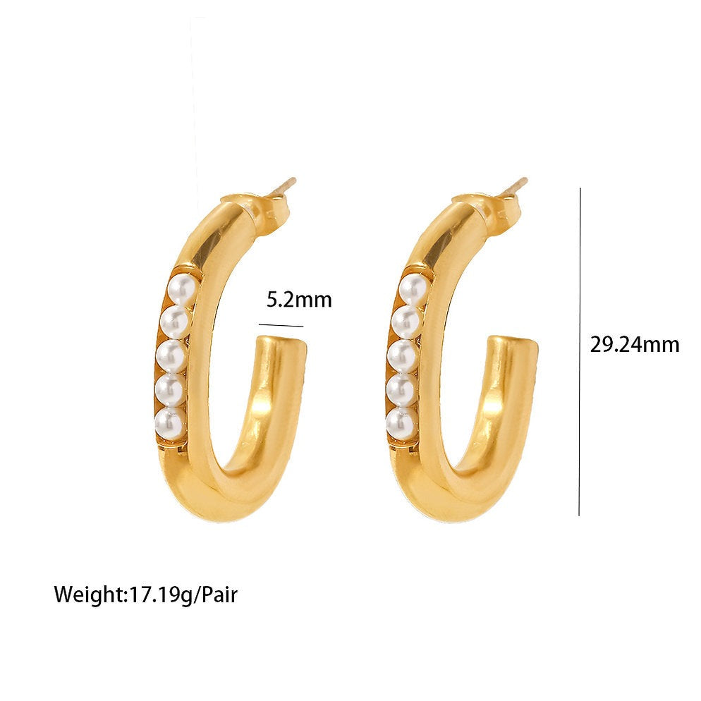 Boucles d'oreilles créoles avec petite perle – Design subtil | Twinolo
