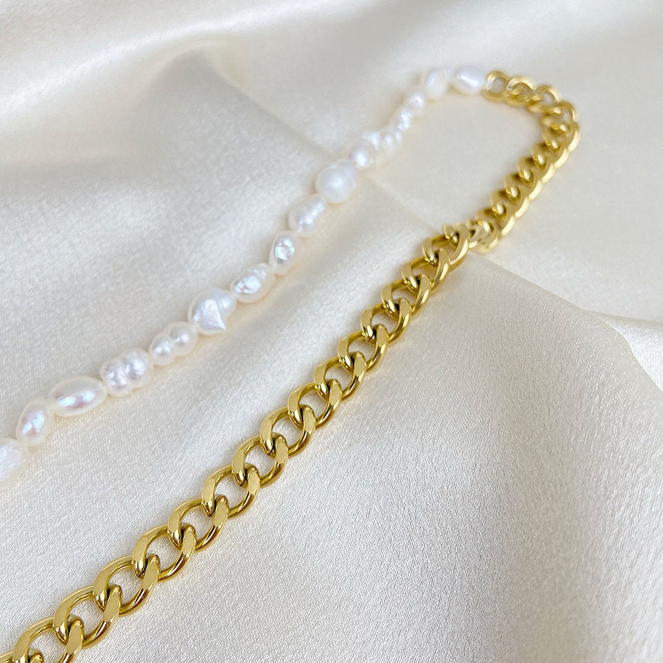 Collier fin avec perles d'eau douce - Design classique | Twinolo