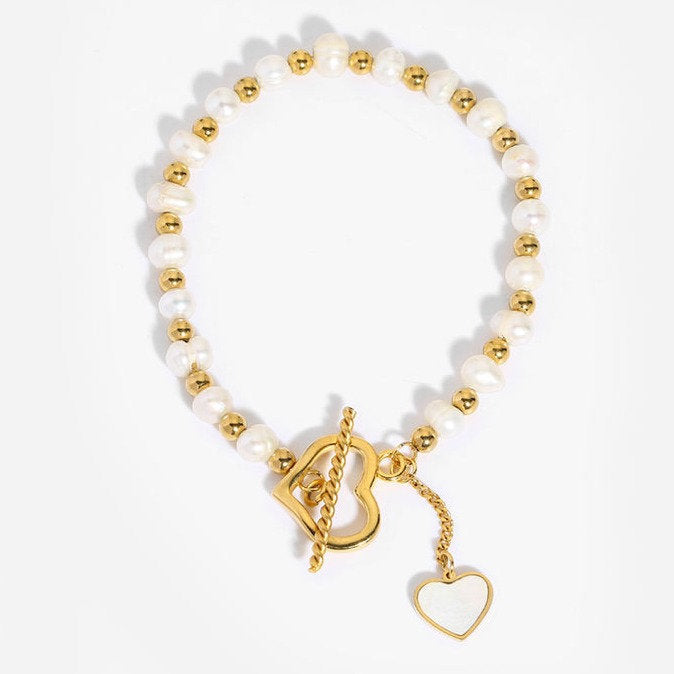 Bracelet de perles avec cœur – Romantique et élégant | Twinolo