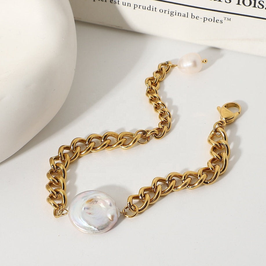 Bracelet à maillons et perles d'eau douce – Design raffiné | Twinolo