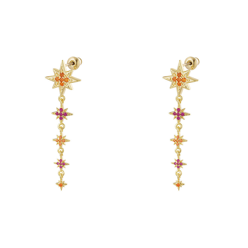Boucles d'oreilles étoile en zircone colorée – Vibrantes et chics | Twinolo