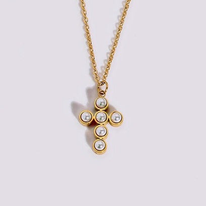 Collier avec Pendentif Croix de Perles – Élégant & Symbolique | Twinolo