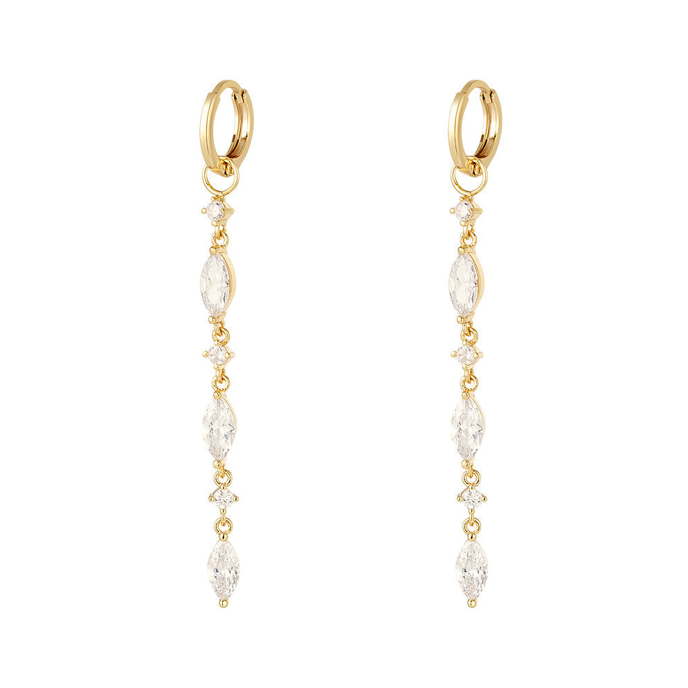 Longues Boucles d'Oreilles Pendante avec Oxyde de Zirconium – Élégantes & Scintillantes | Twinolo