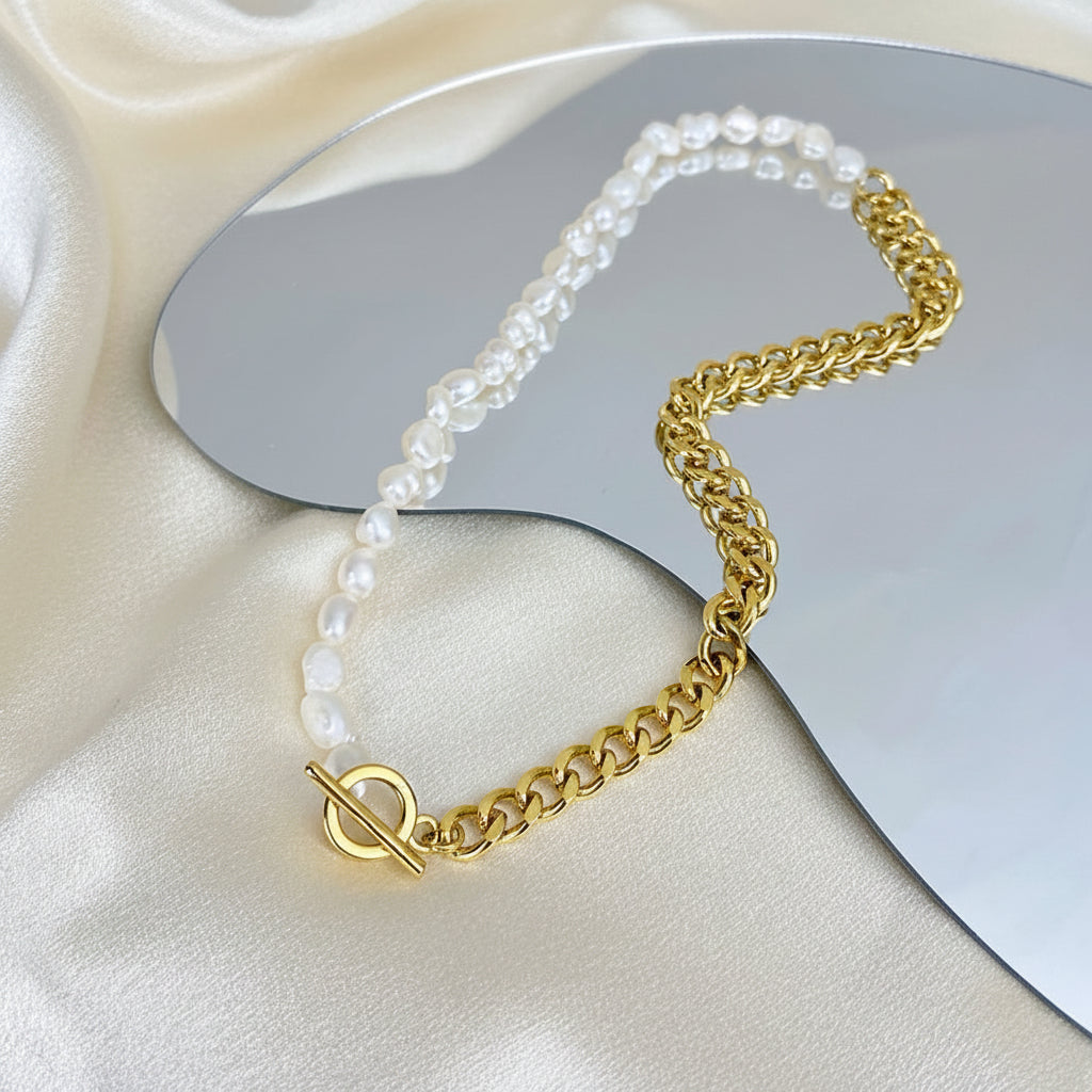 Collier fin avec perles d'eau douce - Design classique | Twinolo