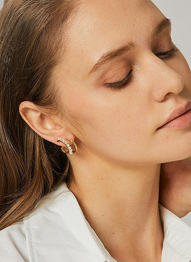 Boucles d'oreilles créoles double perle – Ludiques et élégantes | Twinolo