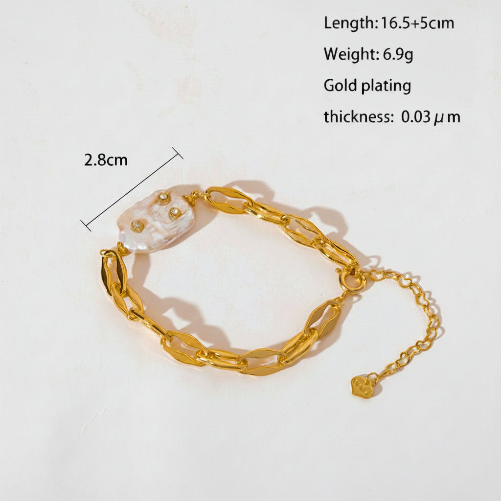 Bracelet Perle & Maillons – Contraste Élégant | Twinolo