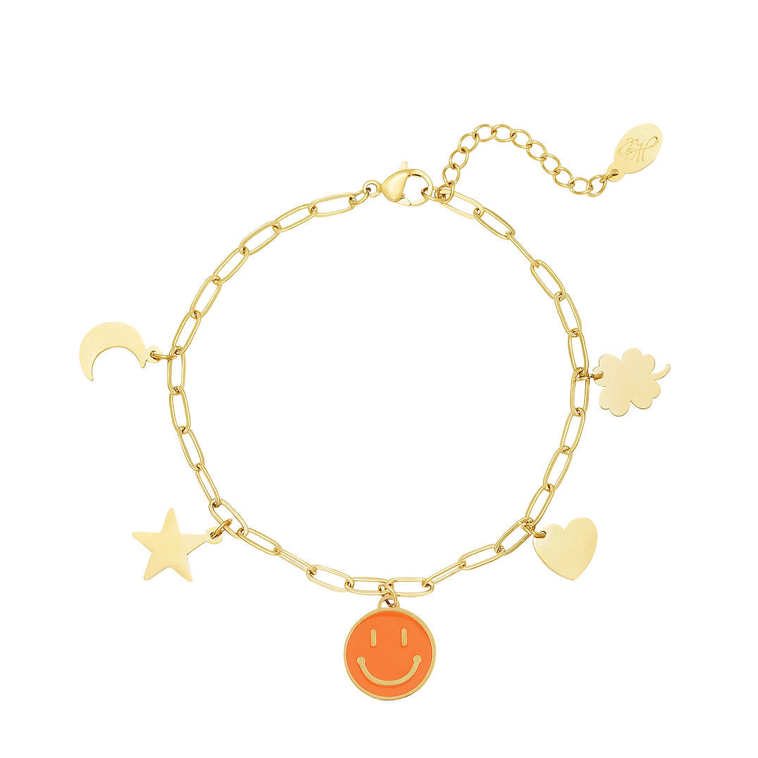Bracelet porte-bonheur Lune, Étoile, Trèfle, Cœur & Smiley | Twinolo