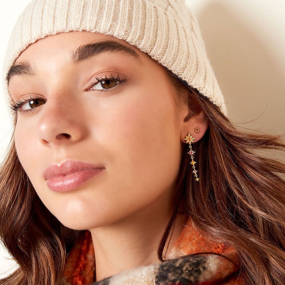Boucles d'oreilles étoile en zircone colorée – Vibrantes et chics | Twinolo