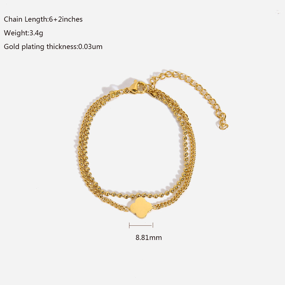 Bracelet chaîne couleur or avec trèfle – Charmant & Élégant | Twinolo