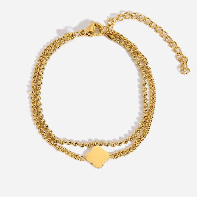 Bracelet chaîne couleur or avec trèfle – Charmant & Élégant | Twinolo