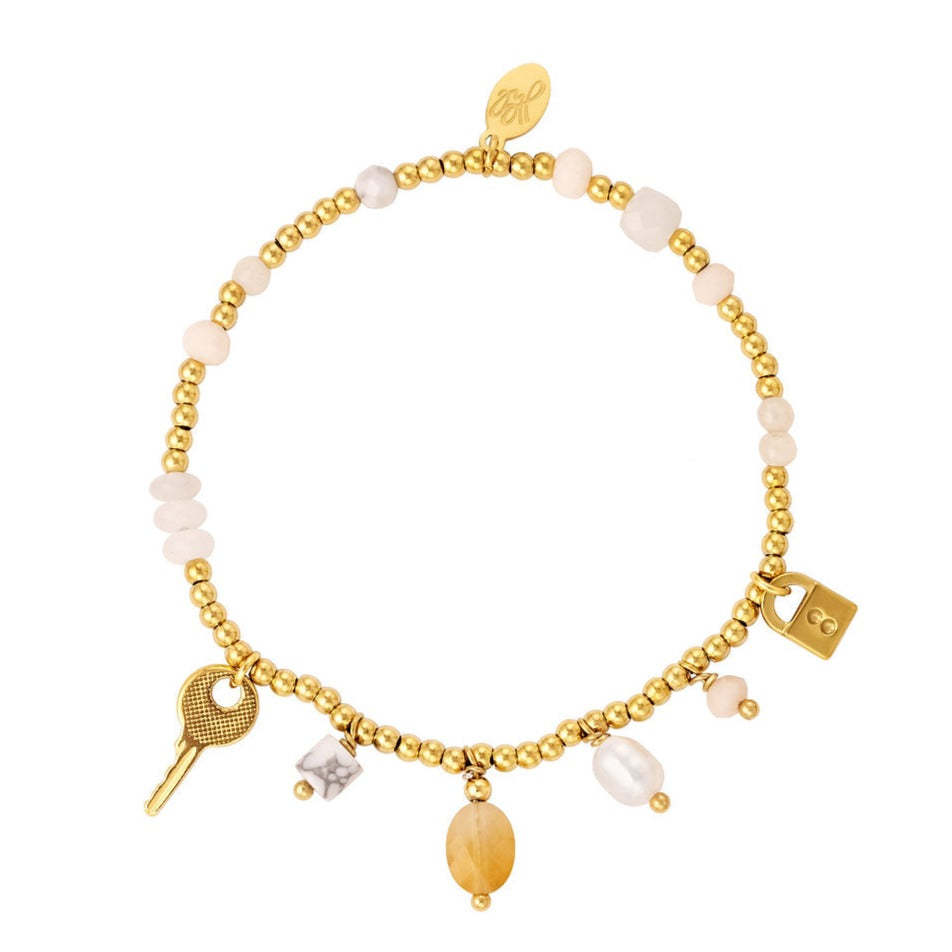 Bracelet avec porte-clés, perles et pierres - Symbolique et élégant | Twinolo