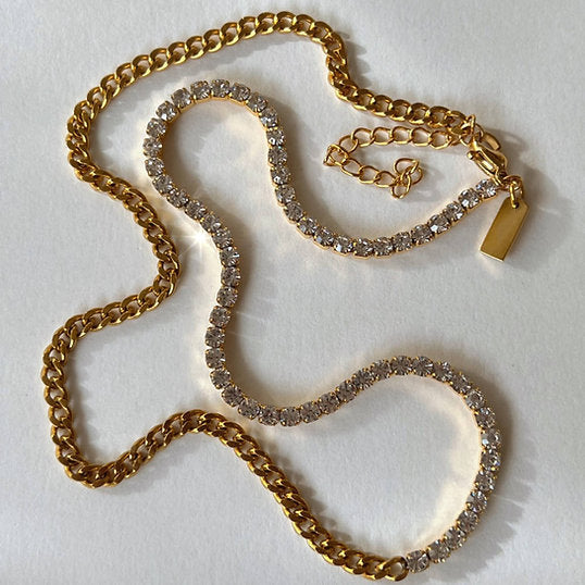 Vergulde Ketting met Zirkonia's – Luxe Glinstering | Twinolo