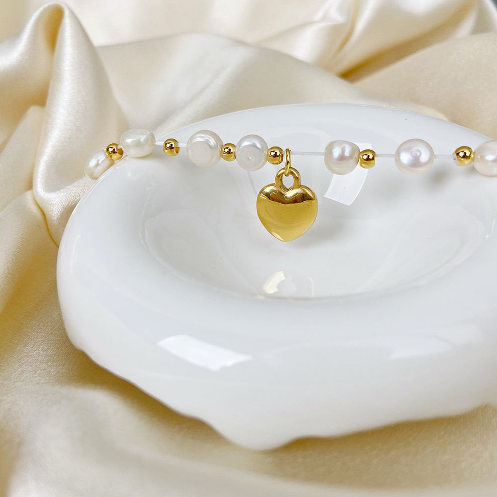 Zoetwaterparel Armband met Hartvormige Bedel | Twinolo