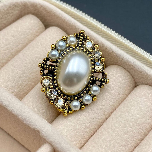 Broche - Elegante Broche met Kristallen en Parel