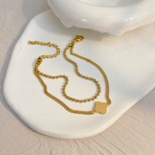 Gold-Colored Clover Link Bracelet – Charming & Elegant | Twinolo