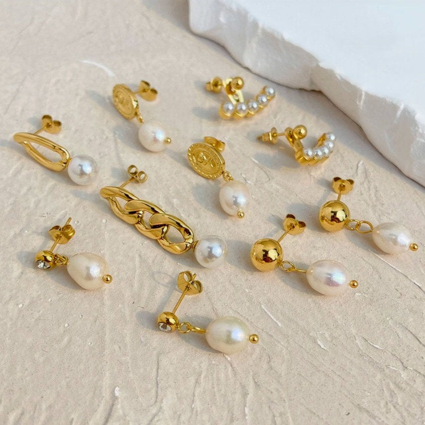 Oorhangers met Parel en Schakelketting – Modern & Elegant | Twinolo