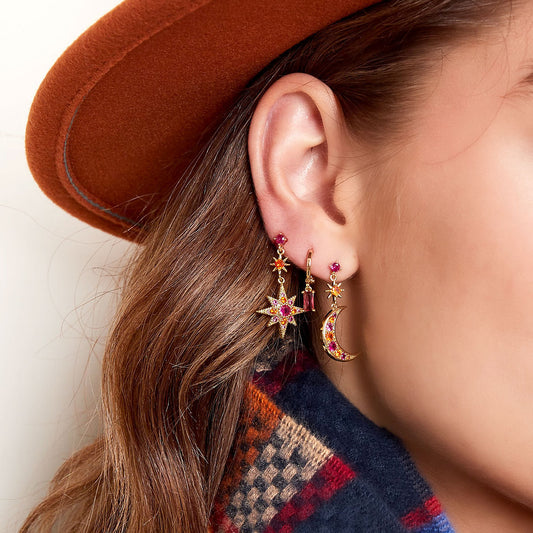 Earrings with Colorful Zirconia Moon – Playful & Radiant | Twinolo