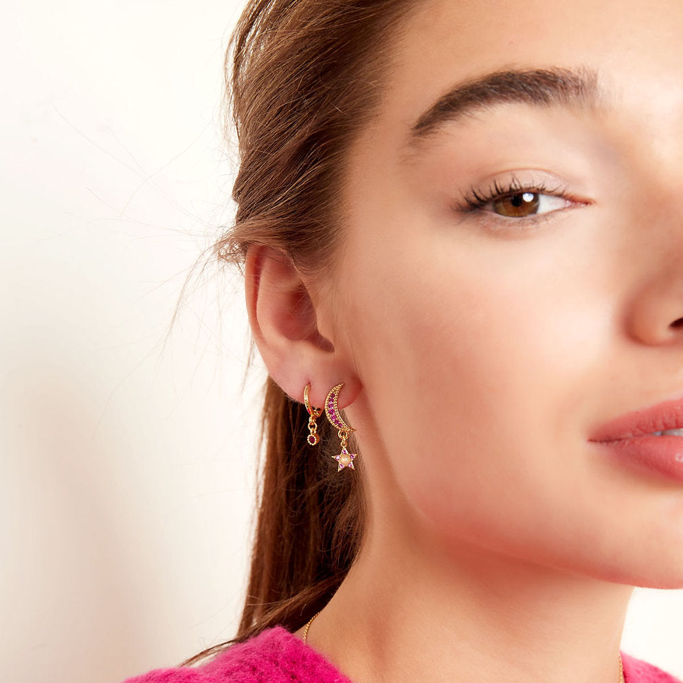 Boucles d'oreilles lune et étoile en oxyde de zirconium – Subtiles et intemporelles | Twinolo