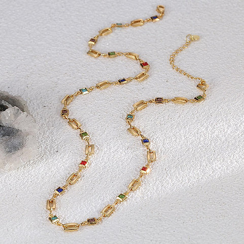 Ketting met Kleurrijke Zirkonia's – Speels & Sprankelend | Twinolo