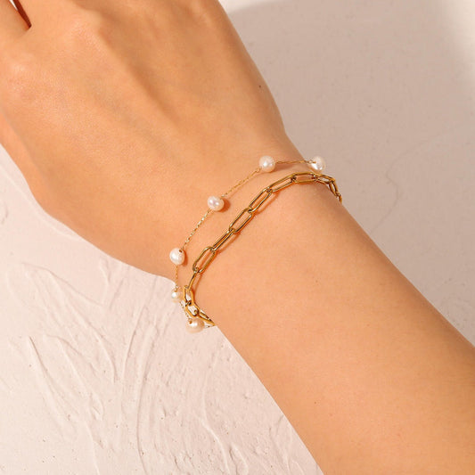 Schakelarmband met Parelaccent – Stijlvol & Modern | Twinolo