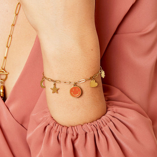 Lucky Bracelet with Moon, Star, Clover, Heart & Smiley | Twinolo