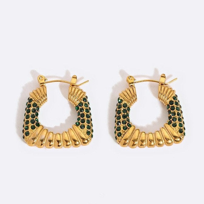 Boucles d'oreilles créoles avec accents de zircone cubique | Twinolo