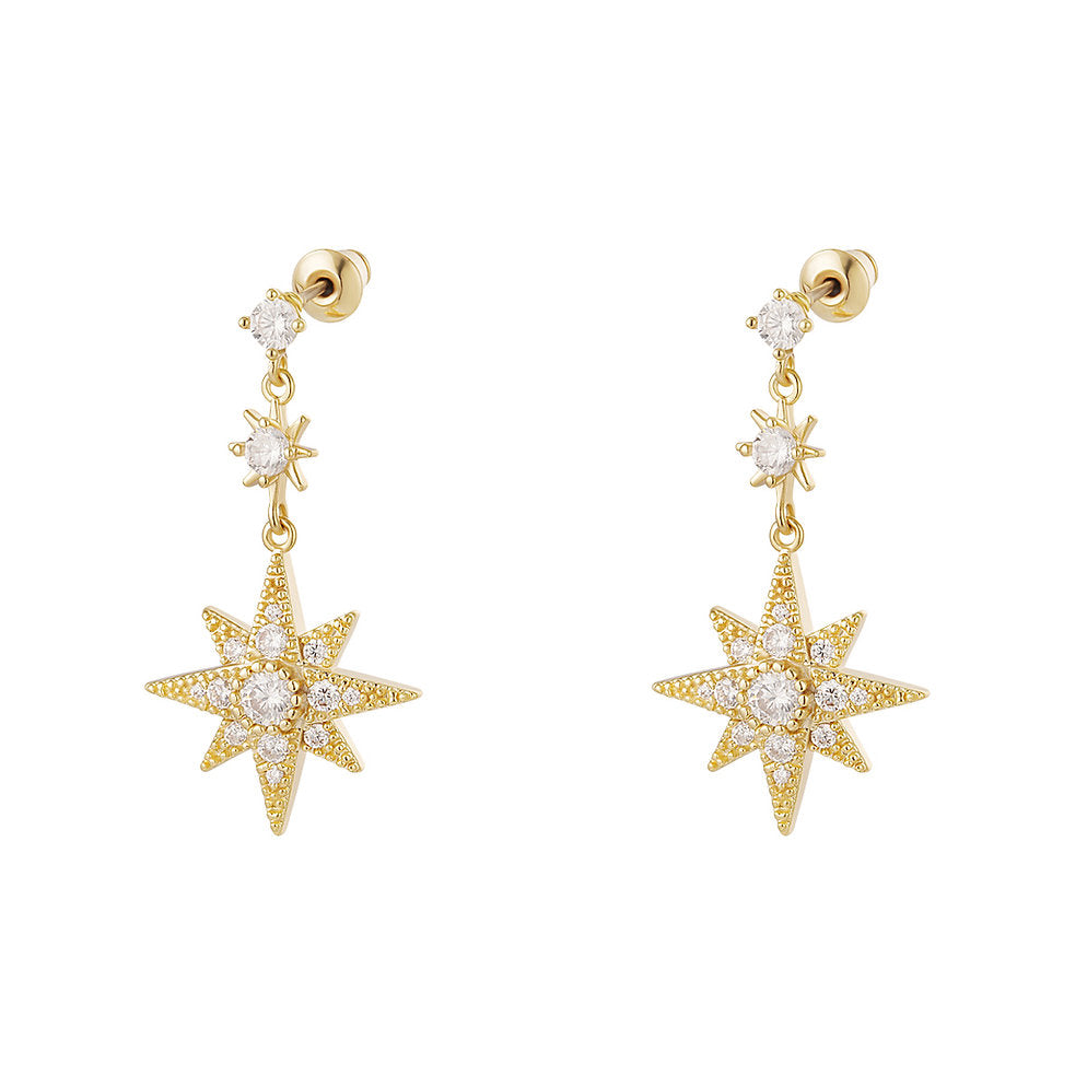 Boucles d'oreilles pendantes Étoile en Zirconium – Classiques & Élégantes | Twinolo