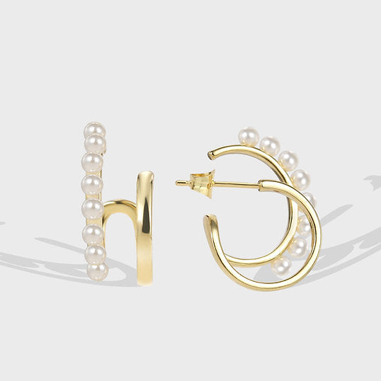 Boucles d'oreilles créoles double perle – Ludiques et élégantes | Twinolo