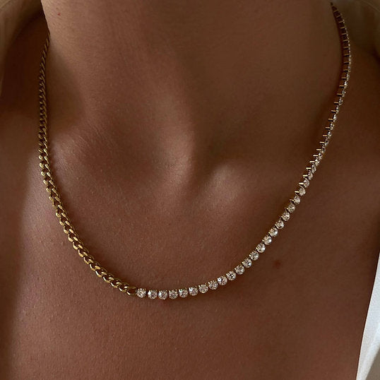 Vergulde Ketting met Zirkonia's – Luxe Glinstering | Twinolo