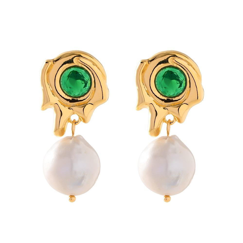 Oorhangers met Groene Steen en Parel – Klassiek & Kleurvol | Twinolo