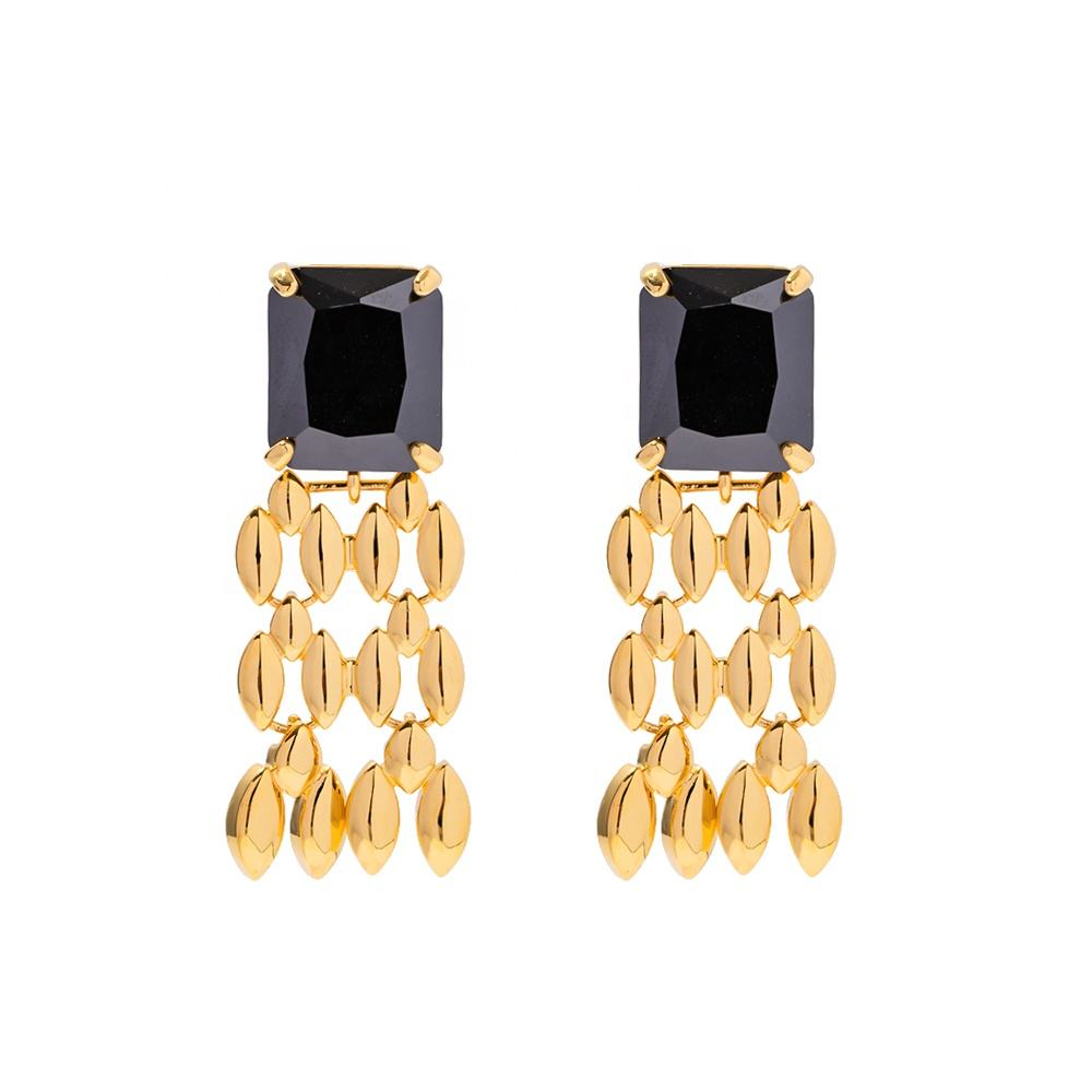 Boucles d'Oreilles Anneaux avec Pierre Noire – Robustes & Élégantes | Twinolo