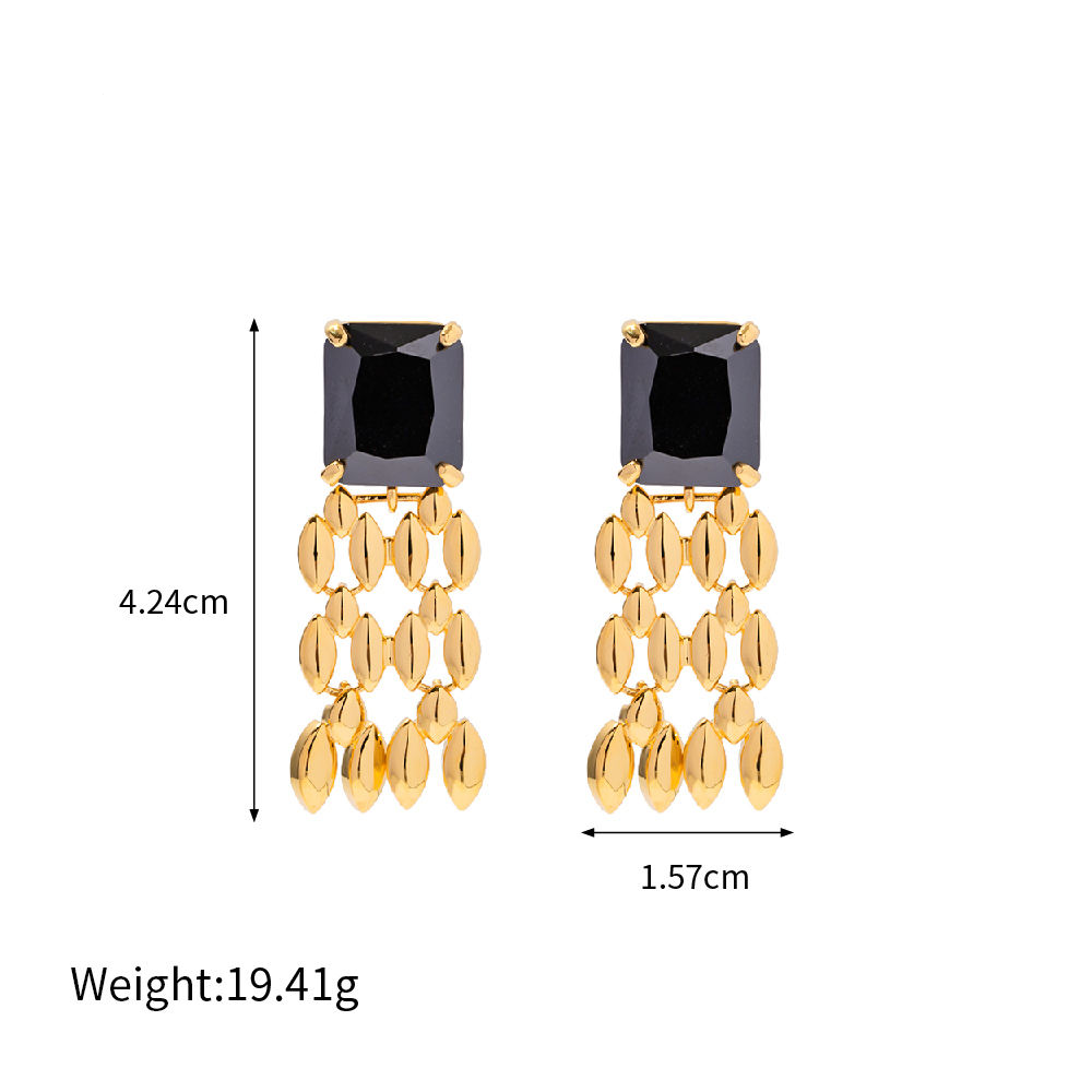 Boucles d'Oreilles Anneaux avec Pierre Noire – Robustes & Élégantes | Twinolo