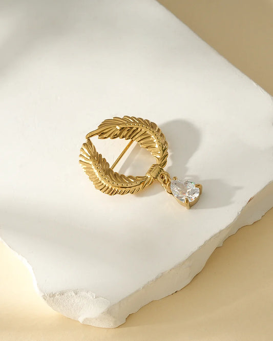 Gouden Krans Broche met Hanger – Elegant Design - Stainless Steel | TWINOLO