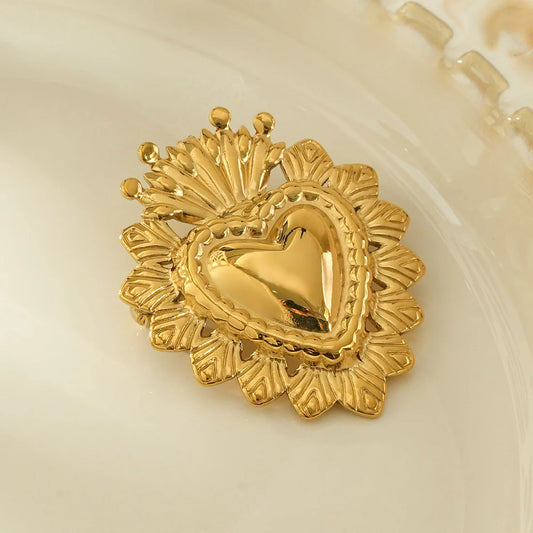 Gouden Hart Broche – Roestvrij Staal – Vintage Stijl Design | Twinolo