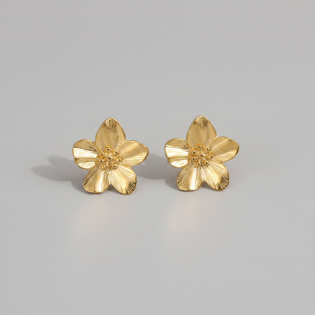 Gold-colored Flower Earrings for Women – Stainless Steel | TWINOLO