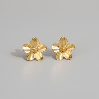 Gold-colored Flower Earrings for Women – Stainless Steel | TWINOLO