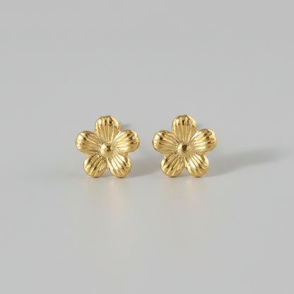 Gold Colored Flower Stud Earrings | TWINOLO