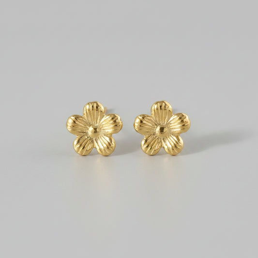 Gold Colored Flower Stud Earrings | TWINOLO