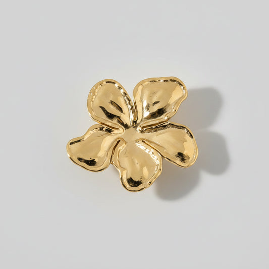 Magnetische Bloem Broche – Goudkleurig RVS | Twinolo