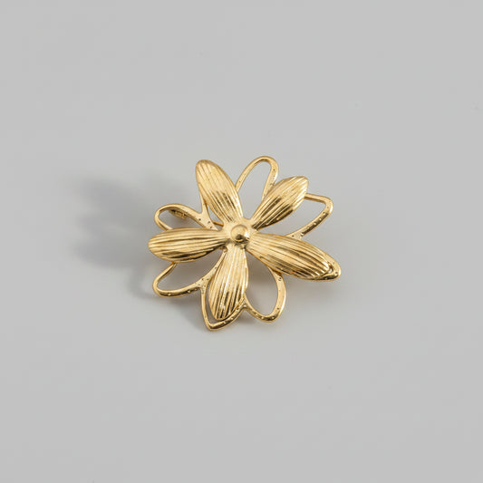 Goudkleurige Bloem Broche – RVS | Twinolo