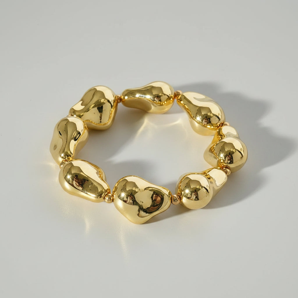 Elastic Bracelet with Organic Gold-Colored Details – Women | TWINOLO