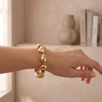 Elastic Bracelet with Organic Gold-Colored Details – Women | TWINOLO