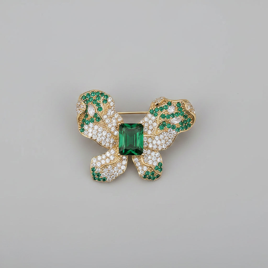 Luxury Butterfly Brooch with Zirconia – 14K Gold Plated | Twinolo